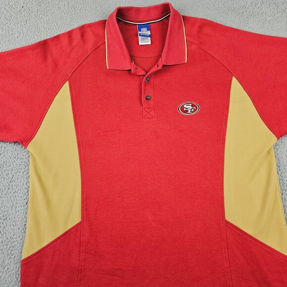 San Francisco 49ers Reebok Polo Shirt‎ Mens XL Red Gold NFL Short Sleeve - Picture 2 of 8